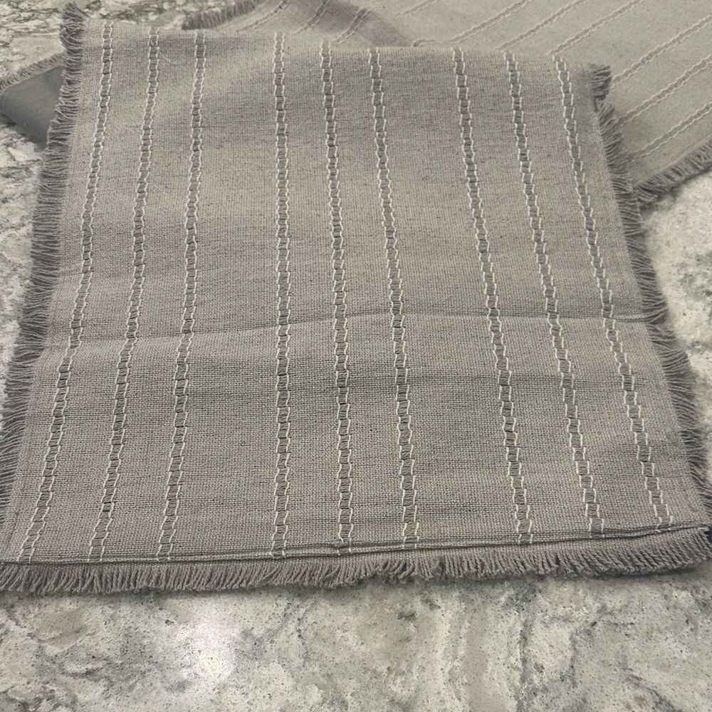 Gray Fringed Table Runner - Picture 2 of 4
